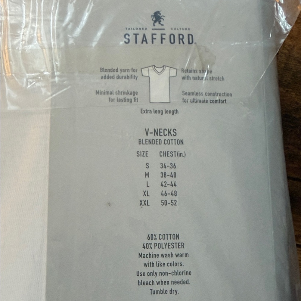 Stafford White V-Neck Undershirts Pack - Picture 3 of 3